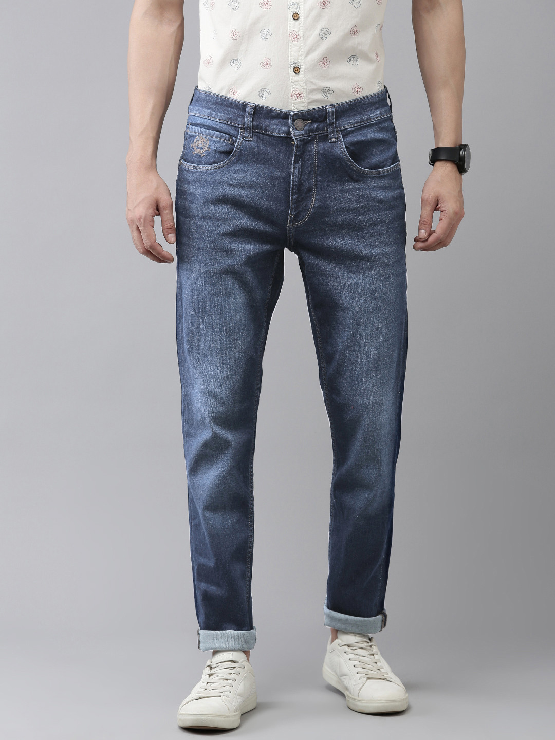 

U S Polo Assn Denim Co Men Slim Fit Light Fade Stretchable Jeans, Blue