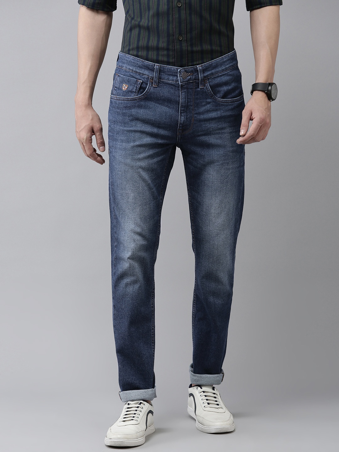 

U S Polo Assn Denim Co Men Skinny Fit Heavy Fade Stretchable Jeans, Blue