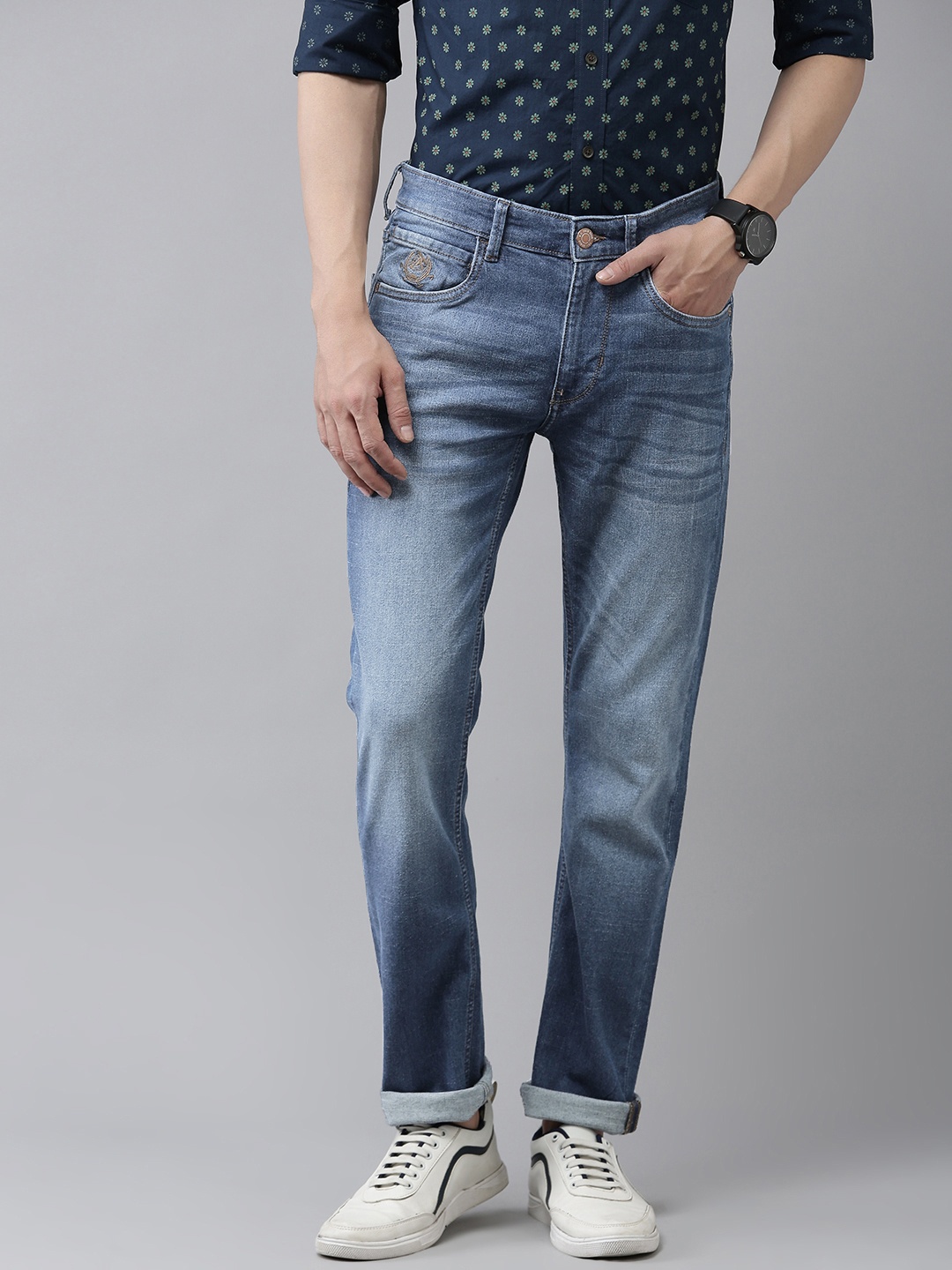 

U S Polo Assn Denim Co Men Skinny Fit Heavy Fade Stretchable Jeans, Blue