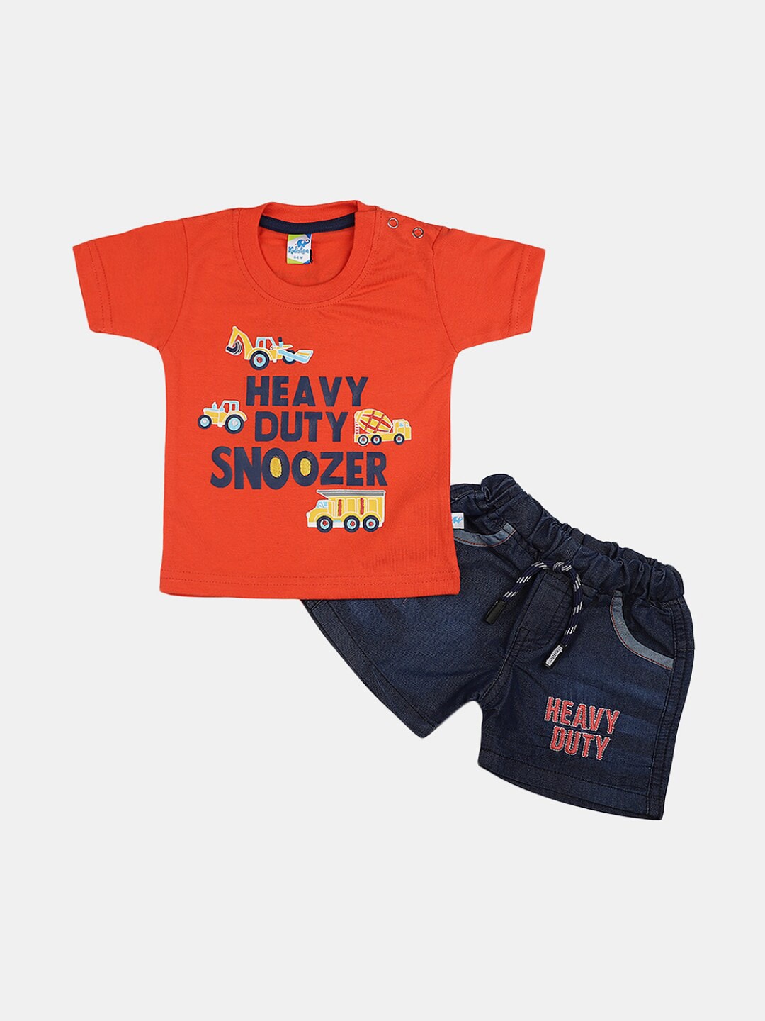 

V-Mart Infants Printed Round Neck Pure Cotton T-Shirt with Shorts, Orange