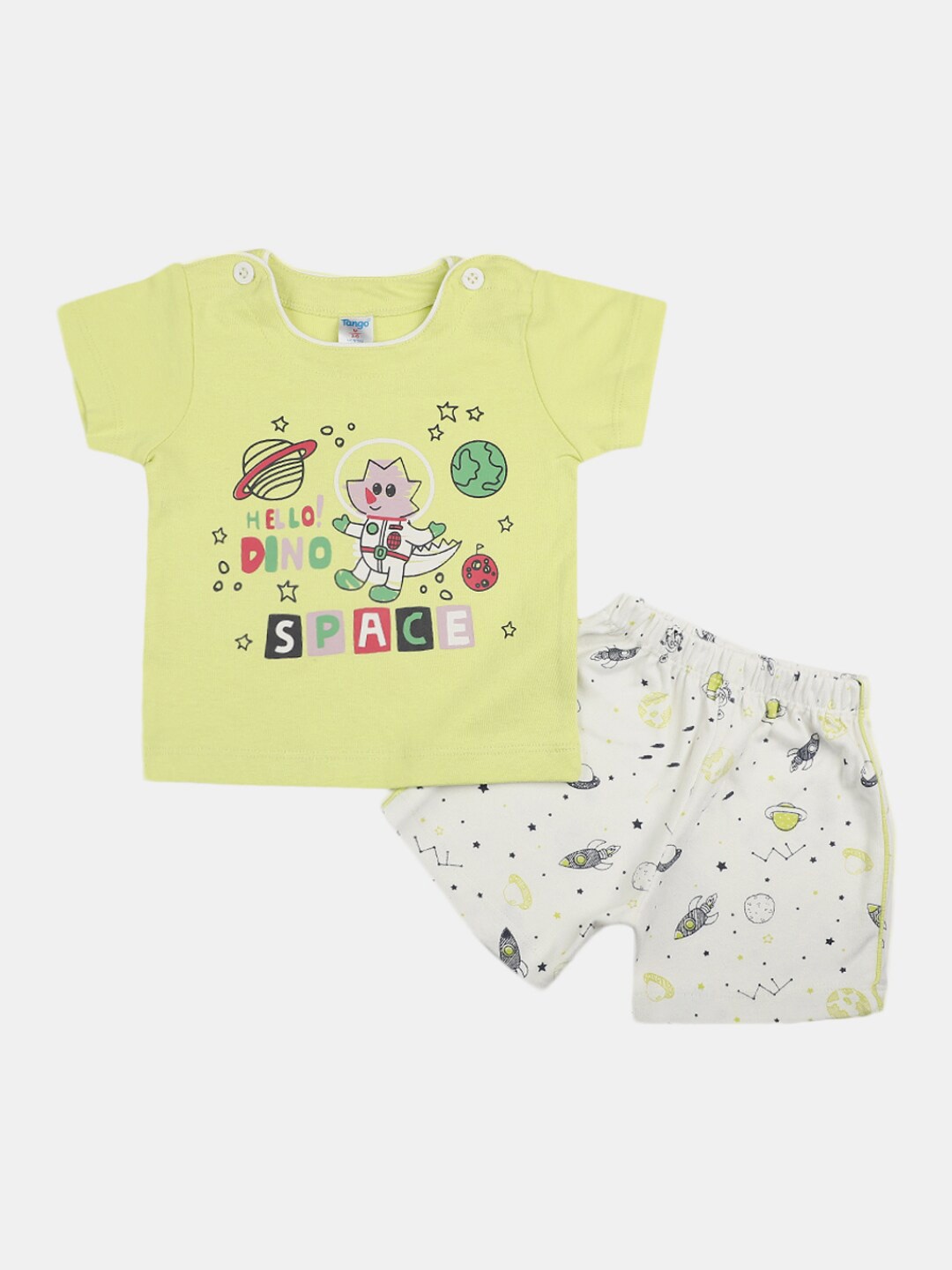 

V-Mart Infants Printed Pure Cotton T-shirt with Shorts, Green