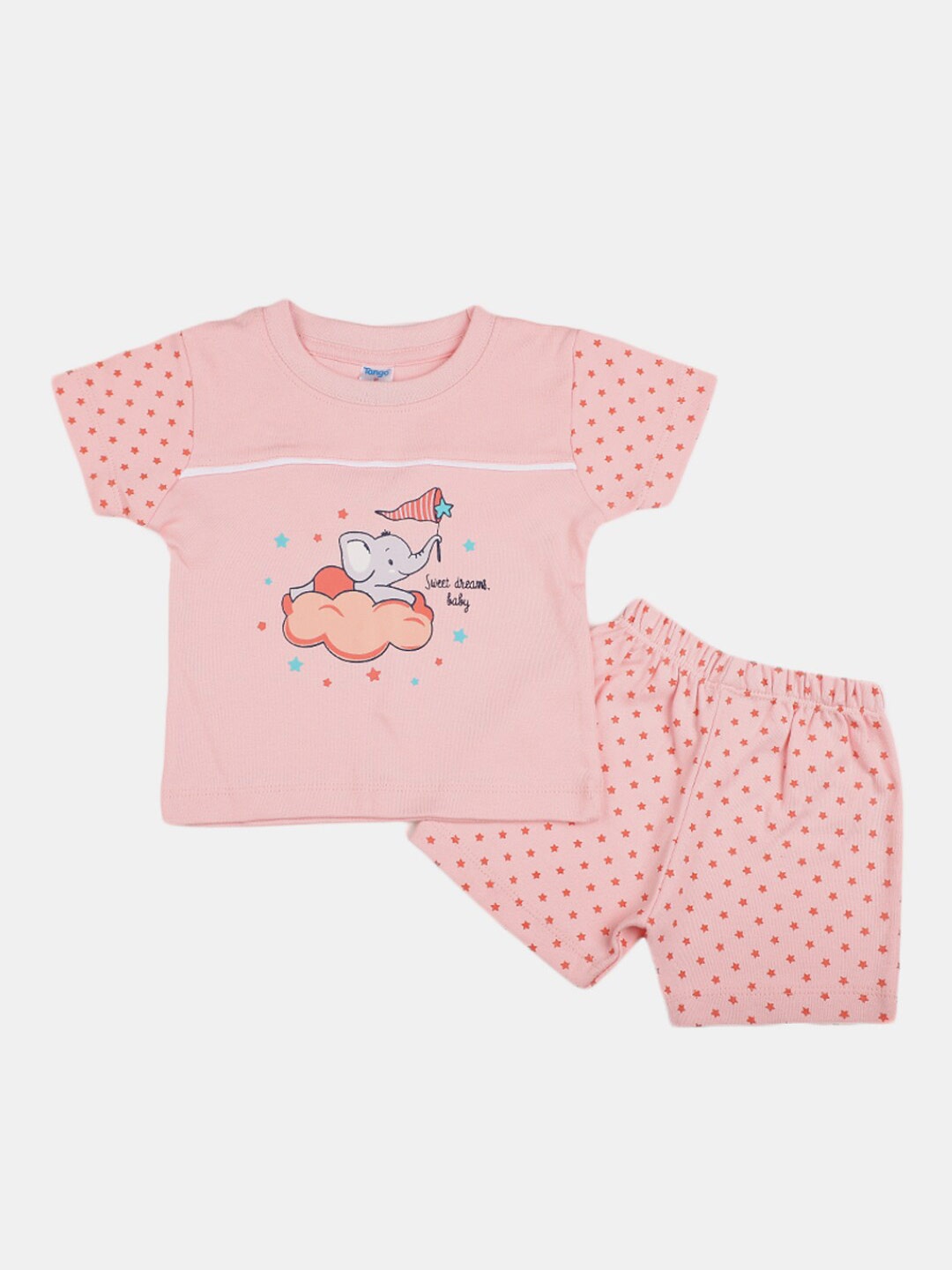 

V-Mart Infants Printed Pure Cotton T-shirt With Shorts, Pink