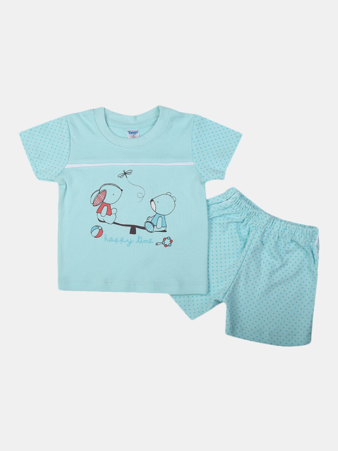 

V-Mart Infants Printed Pure Cotton T-shirt With Shorts, Blue