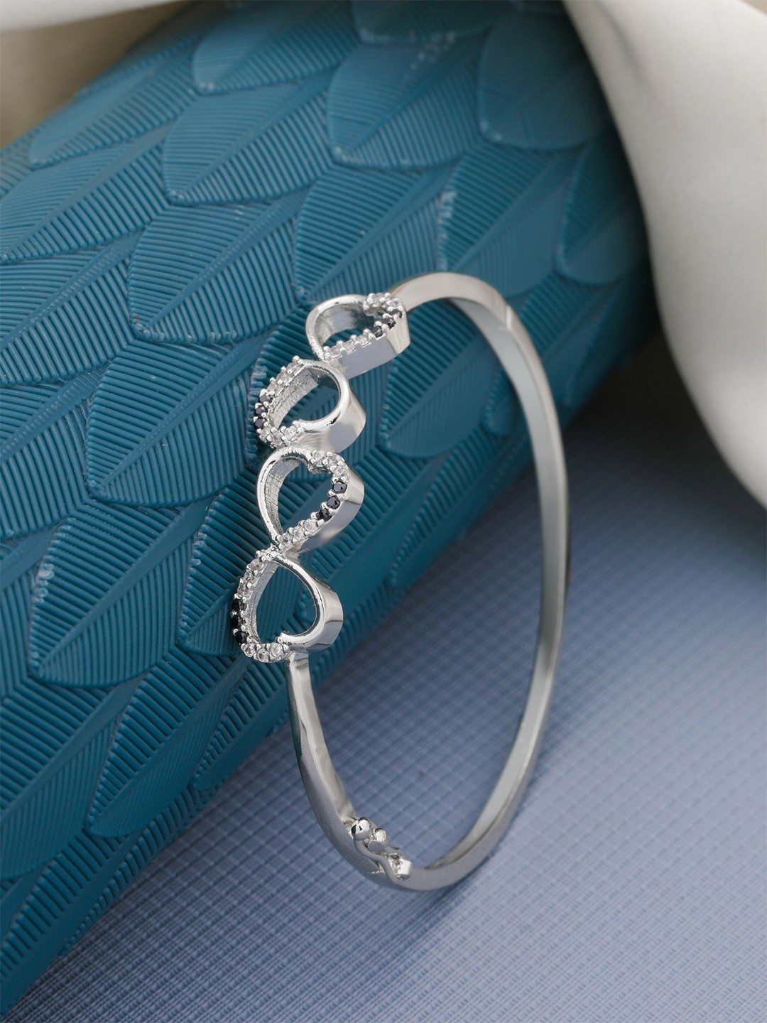 

Vita Bella Silver-Plated Stone Studded Bangle-Style Bracelet, White