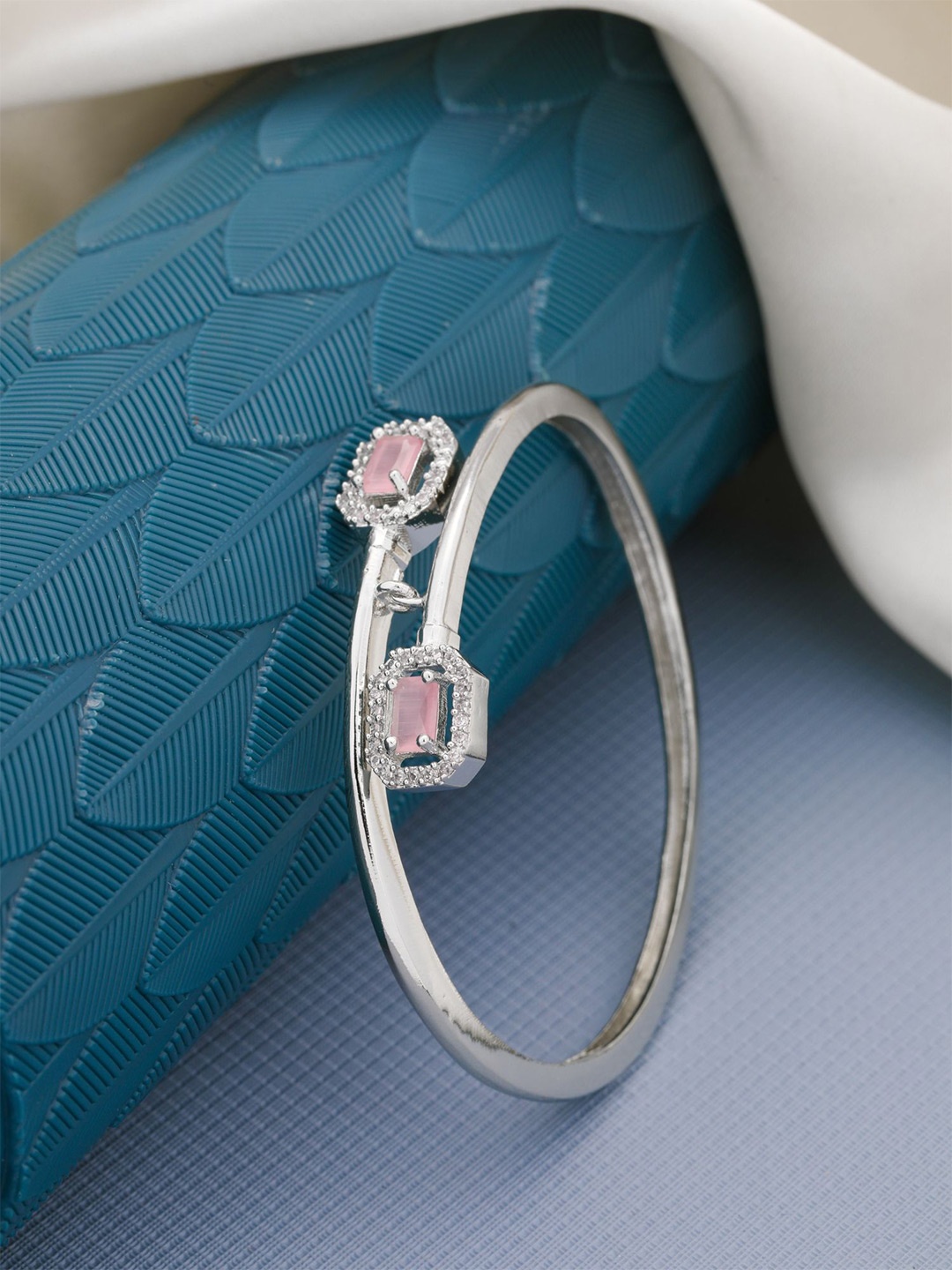 

Vita Bella Silver-Plated Stone Studded Kada Bracelet, Pink