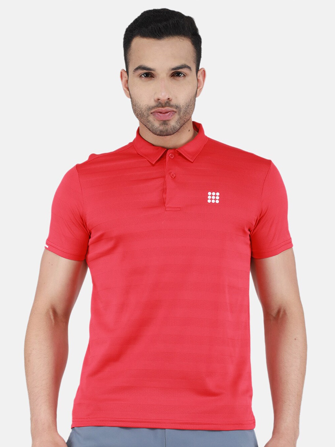 

rock.it Polo Collar Self Design Short Sleeves T-shirt, Red
