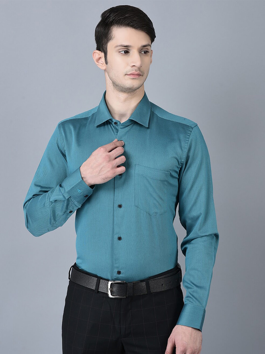 

CANOE Spread Collar Smart Opaque Formal Shirt, Teal