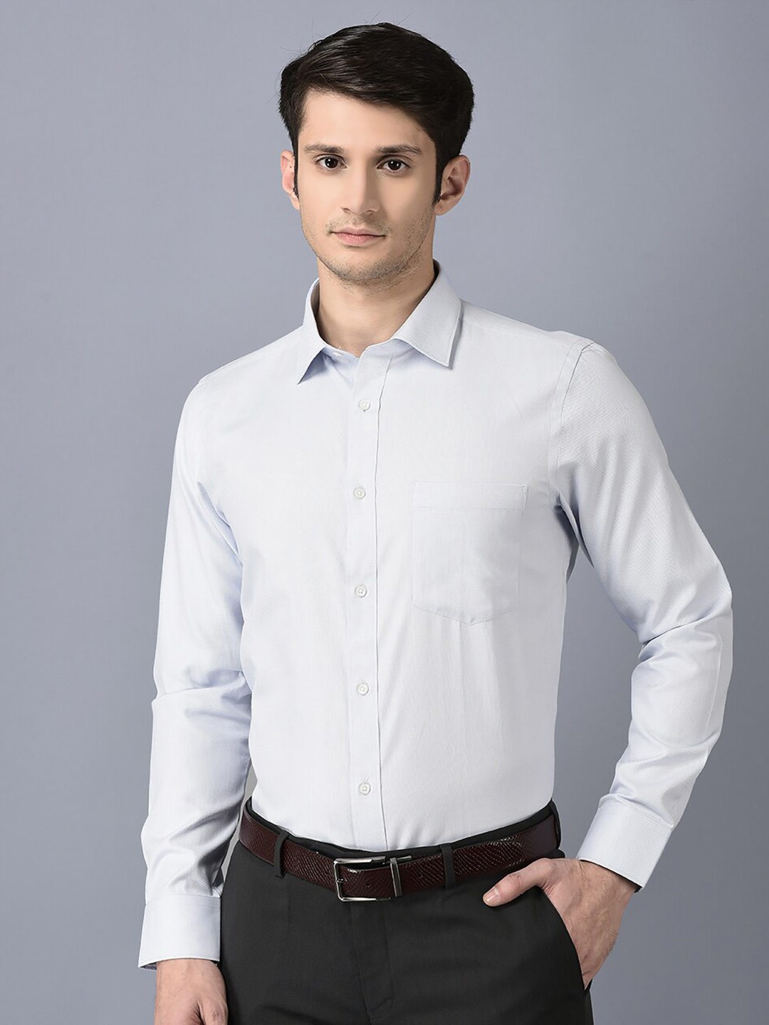 

CANOE Smart Spread Collar Pure Cotton Formal Shirt, Blue