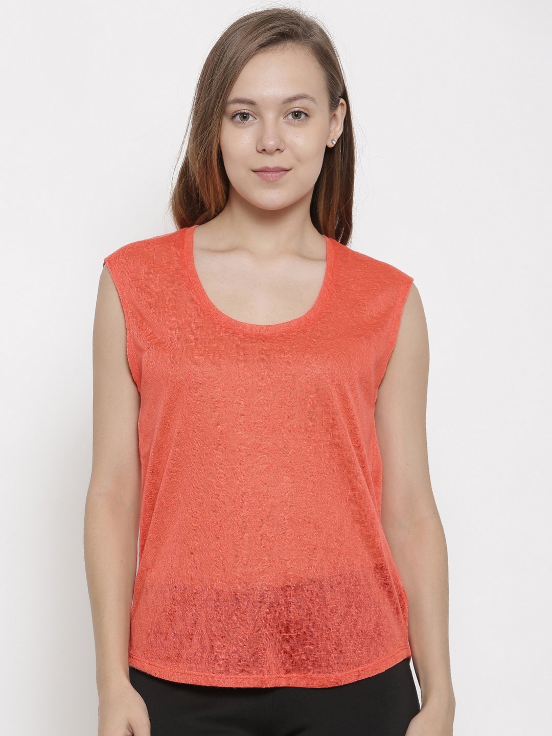 

pink woman Orange Solid Top
