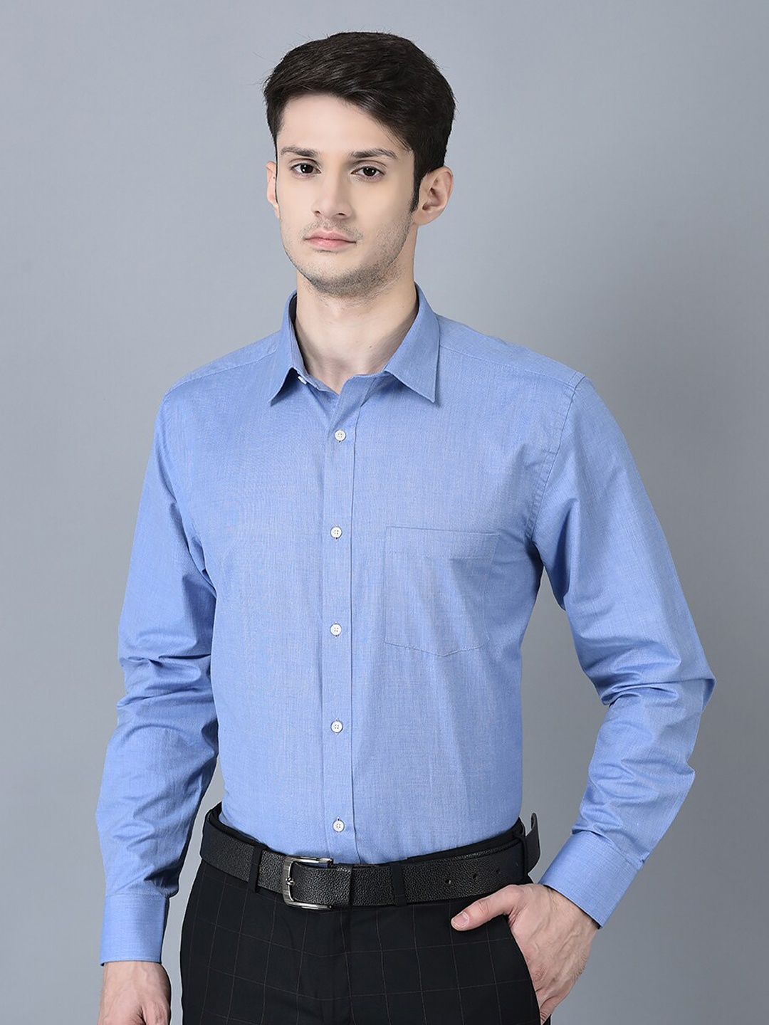 

CANOE Smart Spread Collar Pure Cotton Formal Shirt, Blue