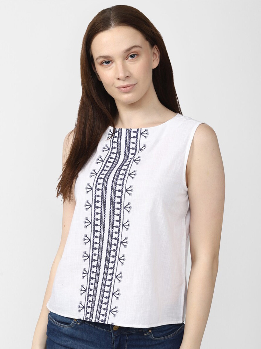 

Van Heusen Woman Printed Cotton Sleeveless Top, White