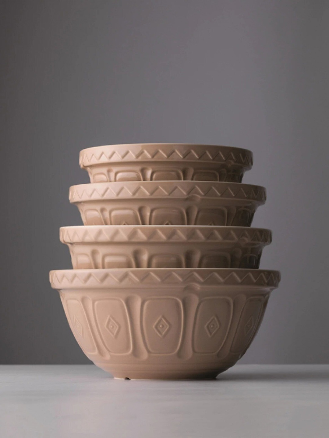 

Marks & Spencer Cream-Coloured 4 Pieces Textured Earthen Clay Glossy Bowls