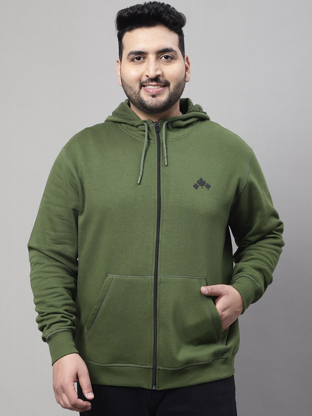 

Rute Plus Size Hooded Cotton Sweatshirt, Green