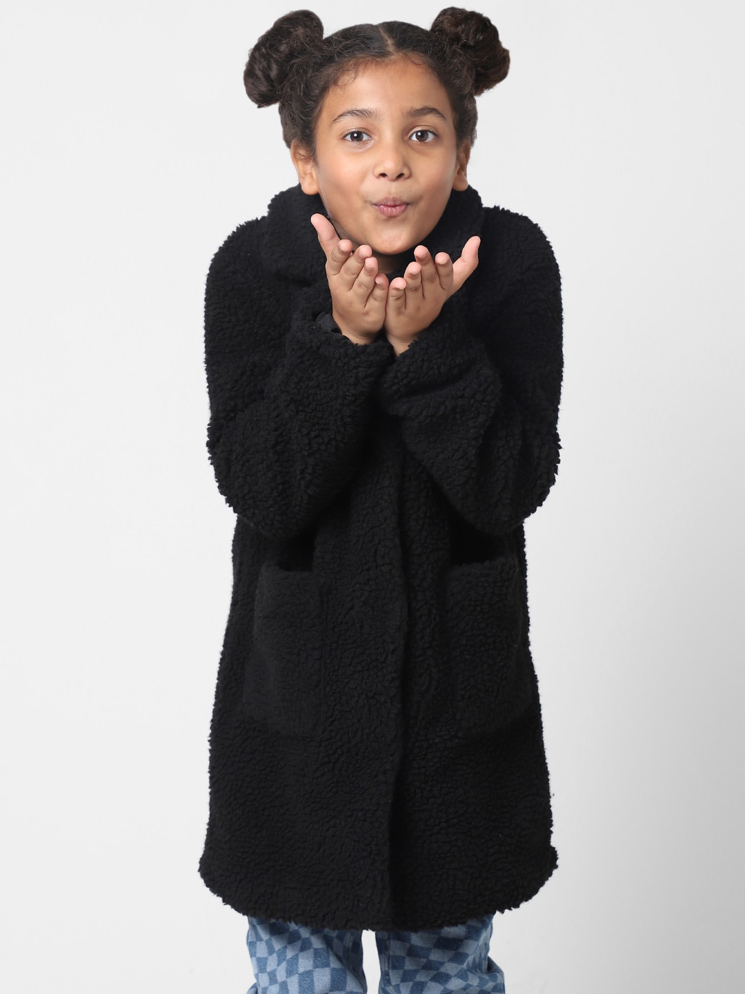 

KIDS ONLY Girls Single-Breasted Longline Overcoat, Black