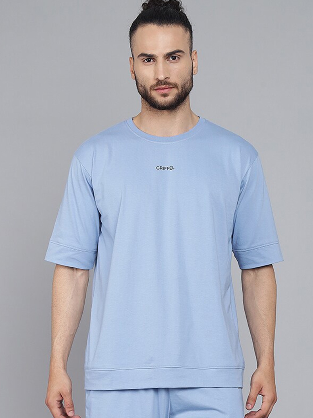 

GRIFFEL Men Pure Cotton T-shirt with Shorts, Blue