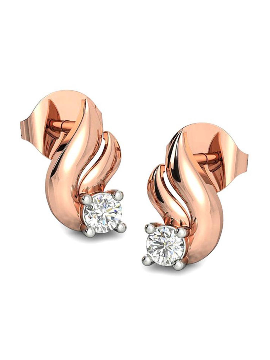 

CANDERE A KALYAN JEWELLERS COMPANY Diamond-Studded 18KT Rose Gold Earrings-1.31 gm