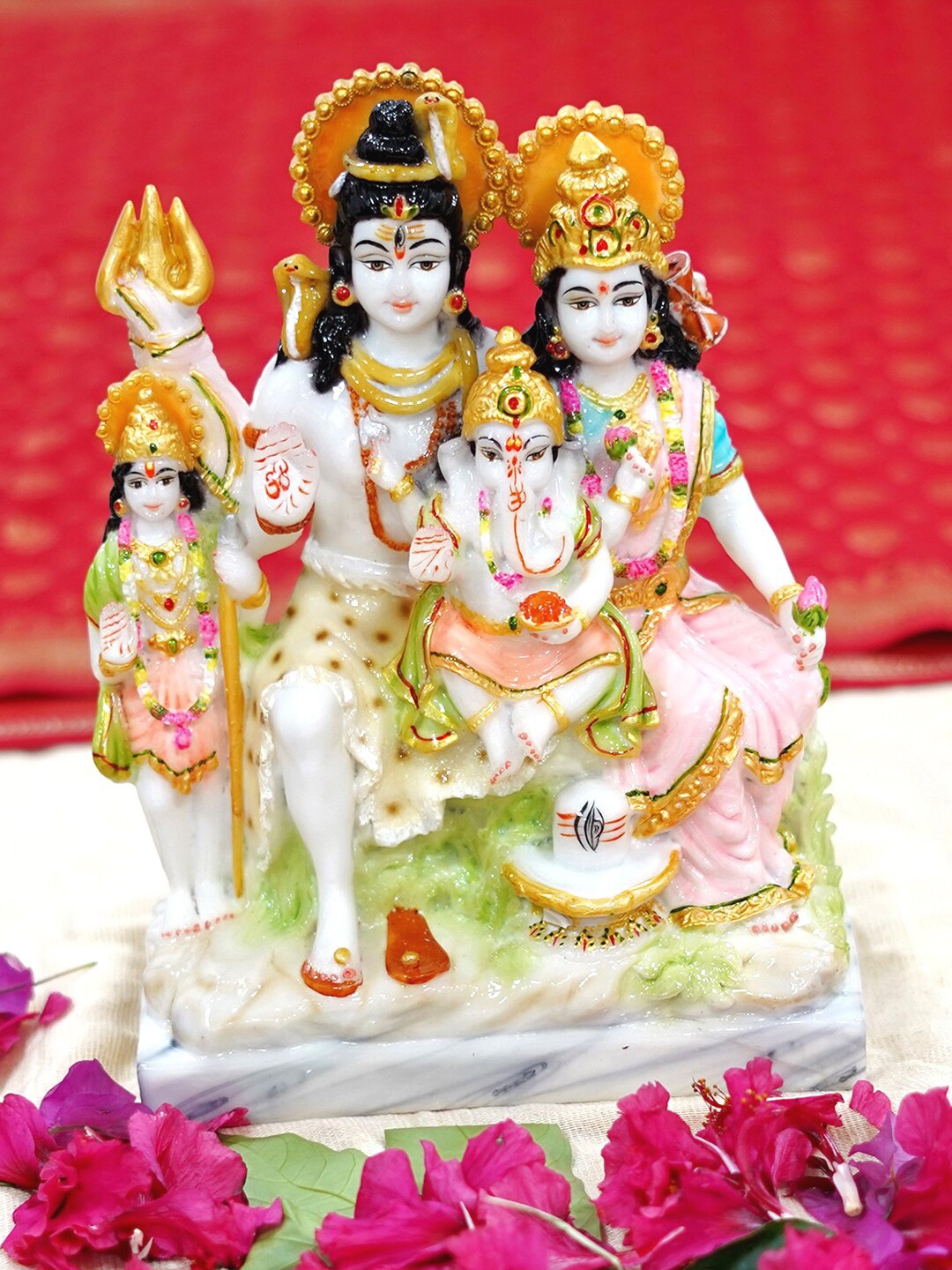 

Gallery99 White & Green Shiv Parivar Idol Showpiece