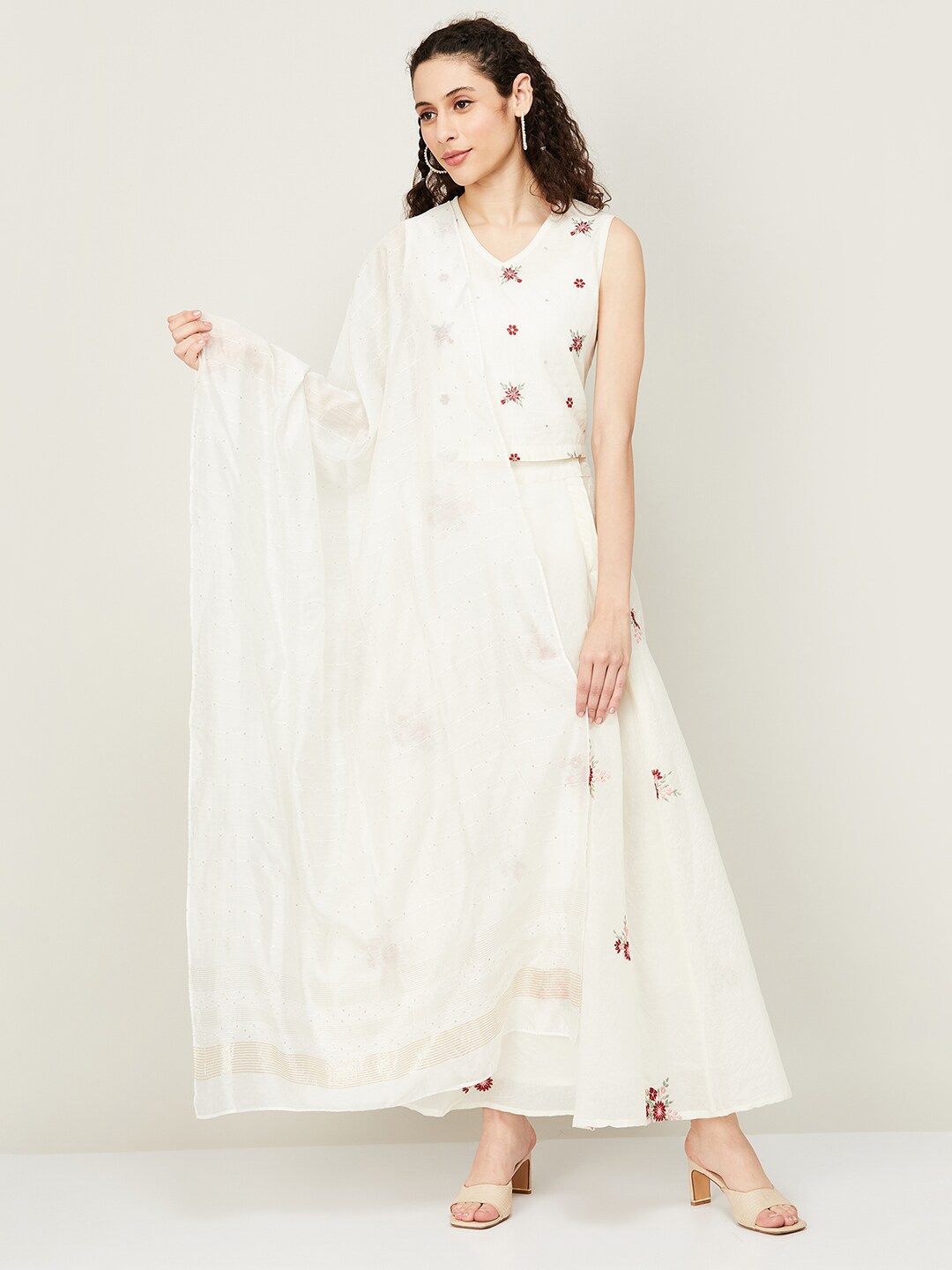 

Melange by Lifestyle Embroidered Dupatta with Sequinned, White