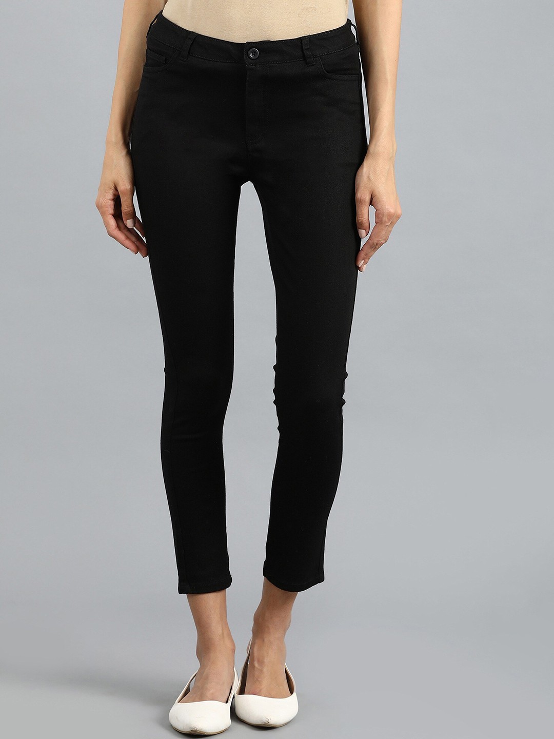 

W Slim Fit Cotton Jeans, Black