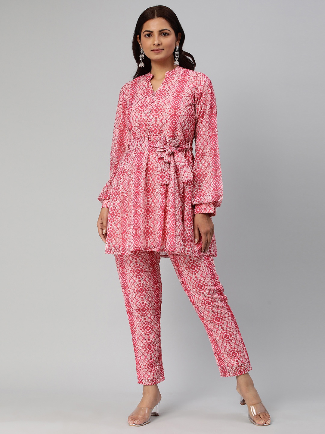 

Rani Saahiba Women Embroidered Tunic With Trousers, Pink