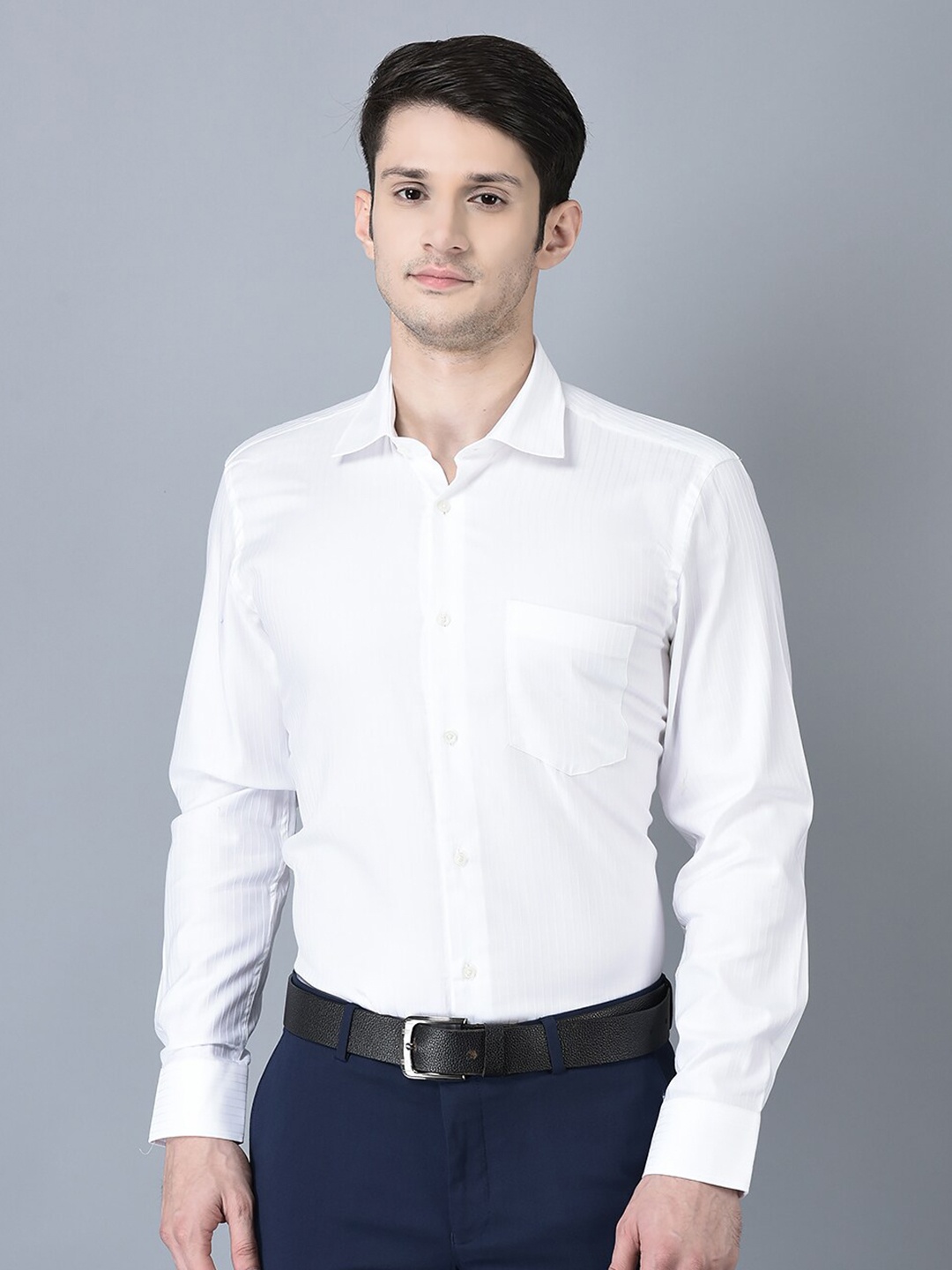 

CANOE Smart Spread Collar Pure Cotton Formal Shirt, White