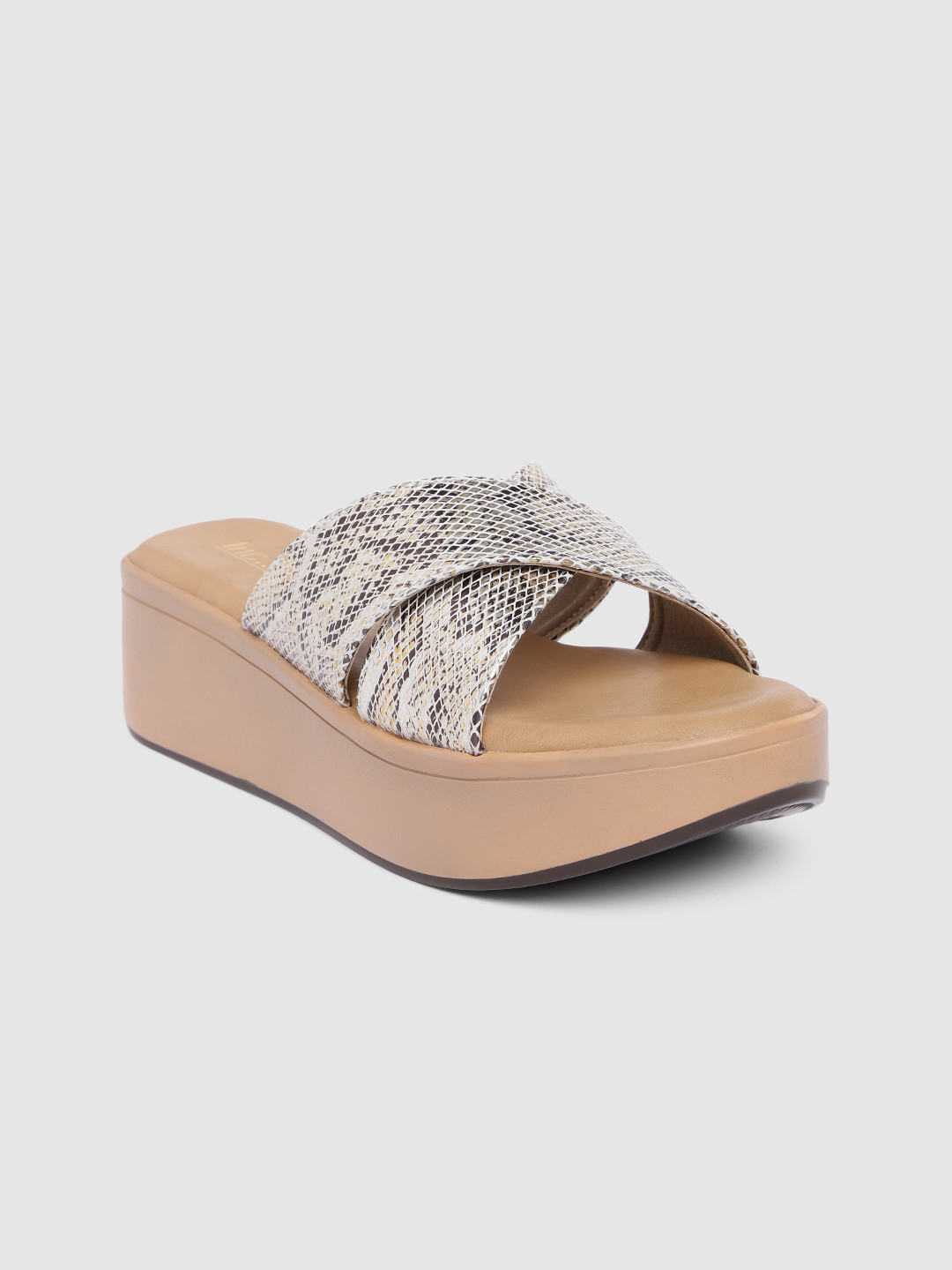 

Inc 5 Snake Print Textured Criss-Cross Strap Wedges, Gold