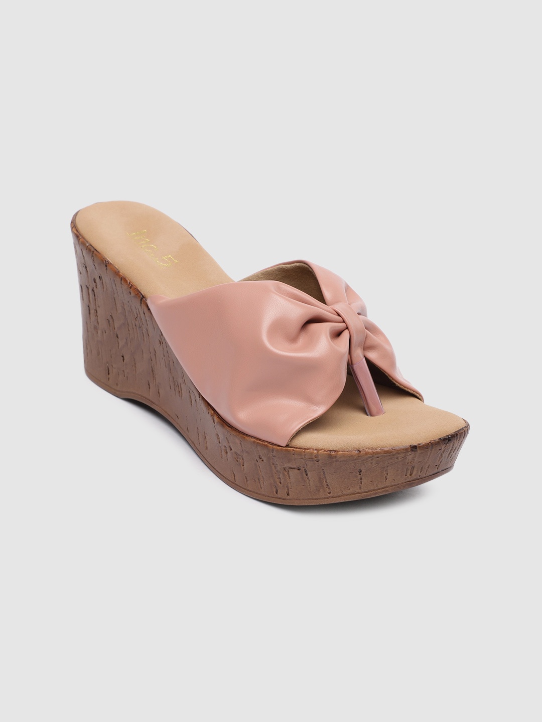 

Inc 5 Women Solid Wedge Sandals With Pleated Detail, Peach