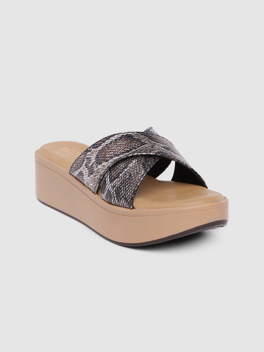 

Inc 5 Snake Print Textured Criss-Cross Strap Wedges, Black