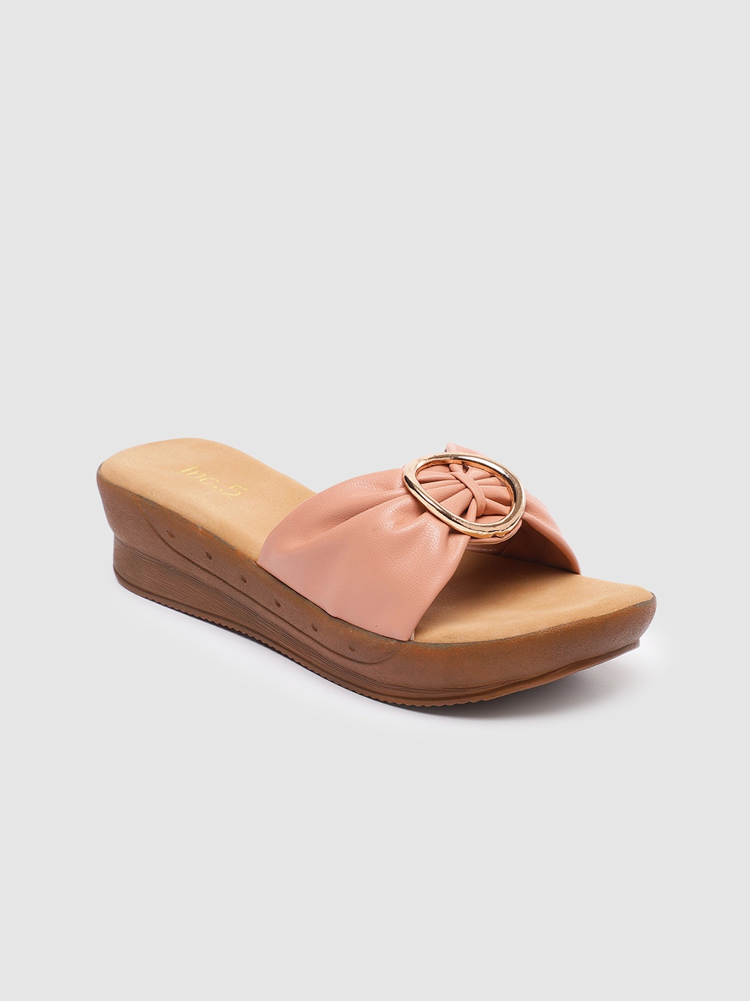

Inc 5 Wedge Open Toe Wedges with Bows, Peach