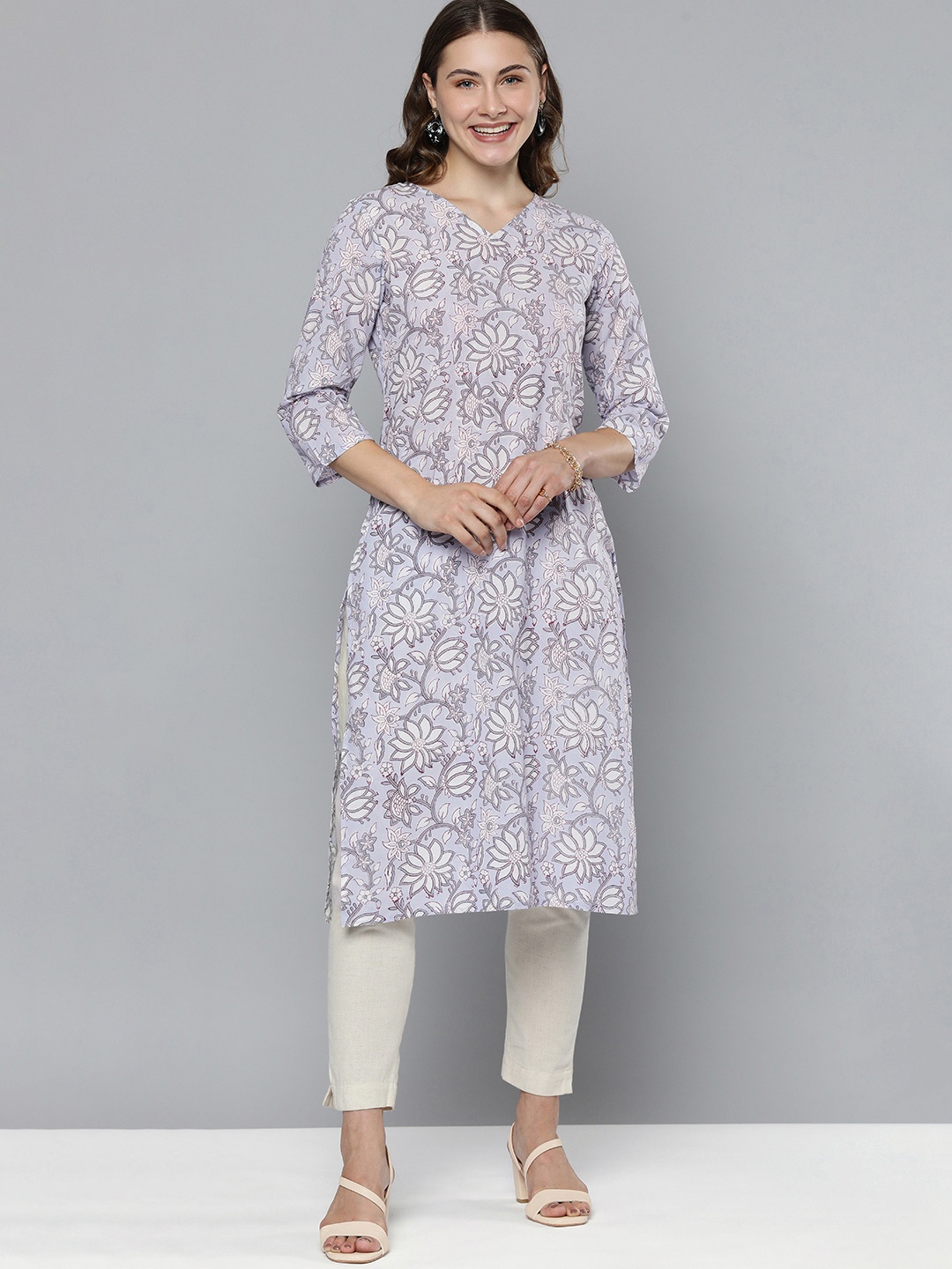 

HERE&NOW Floral Printed Kurta, Lavender