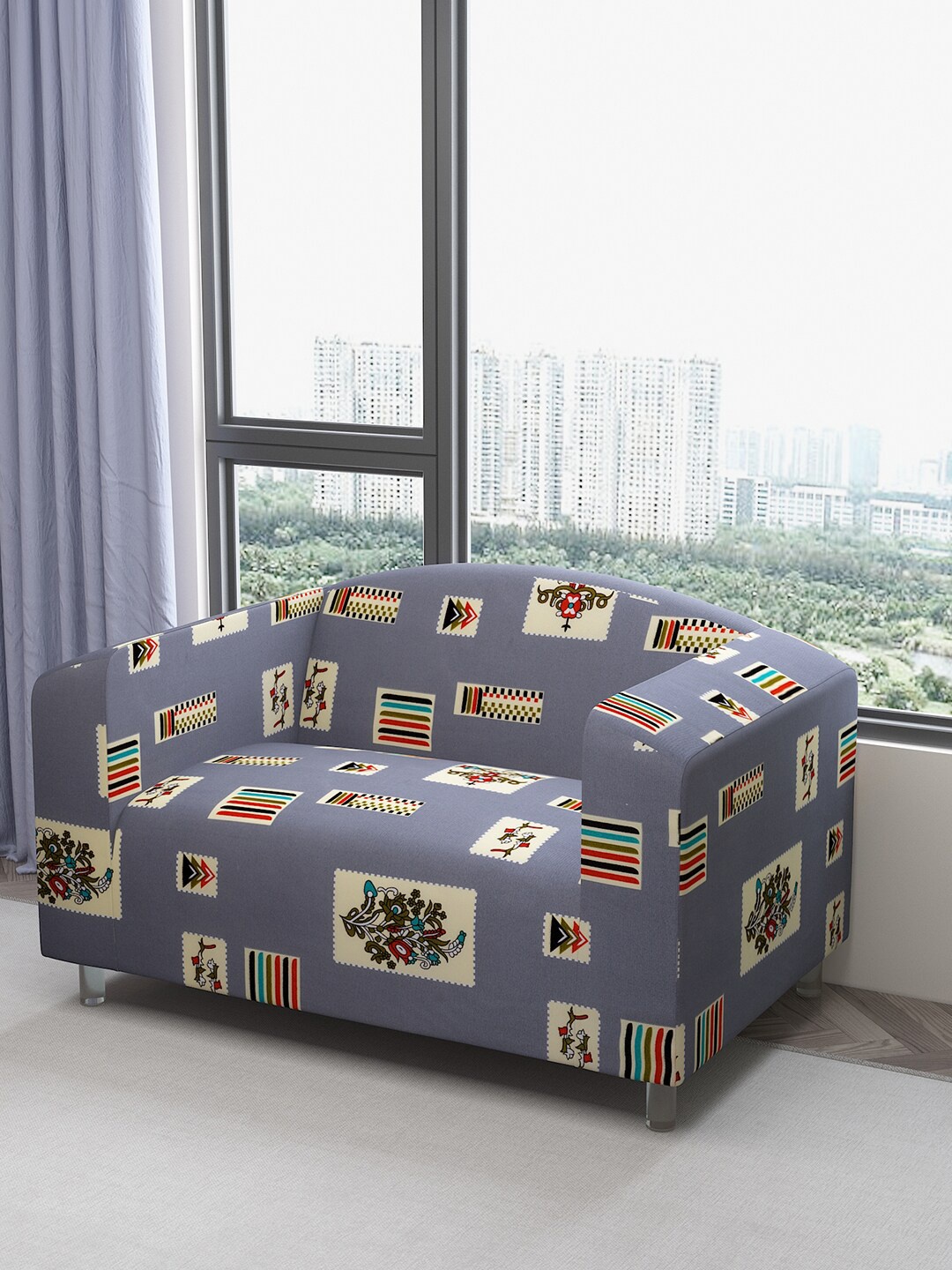 

DREAM CARE Grey & Beige Printed Waterproof 2-Seater Sofa Cover