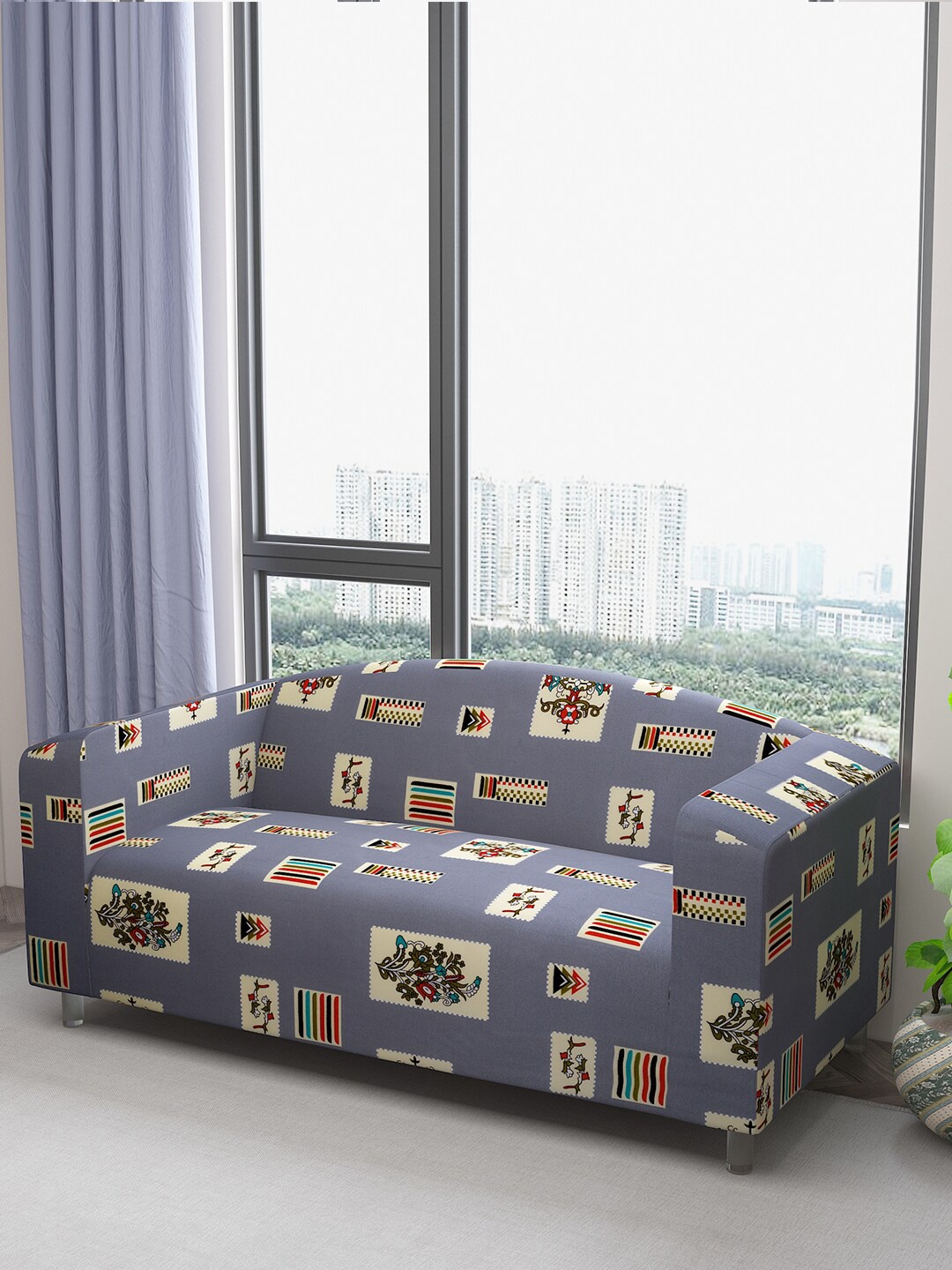 

DREAM CARE Grey & Beige Printed Waterproof 3-Seater Sofa Cover