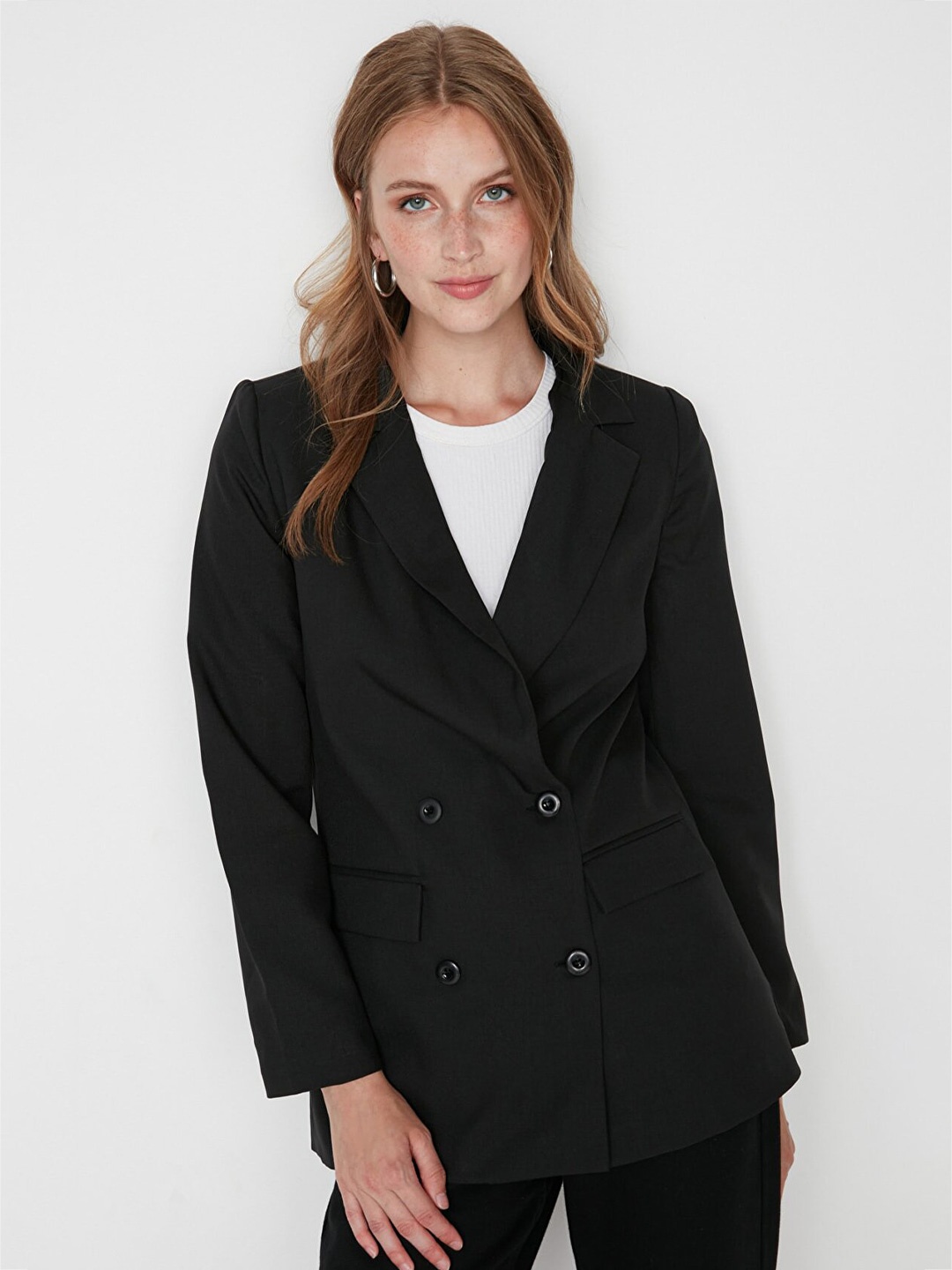 

Trendyol Silgle Brested Notched Laple Blazer, Na