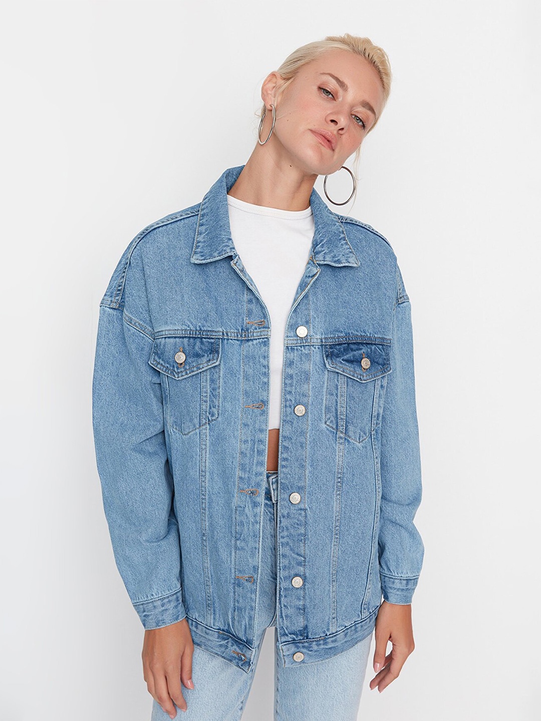 

Trendyol Women Cotton Denim Shacket, Na
