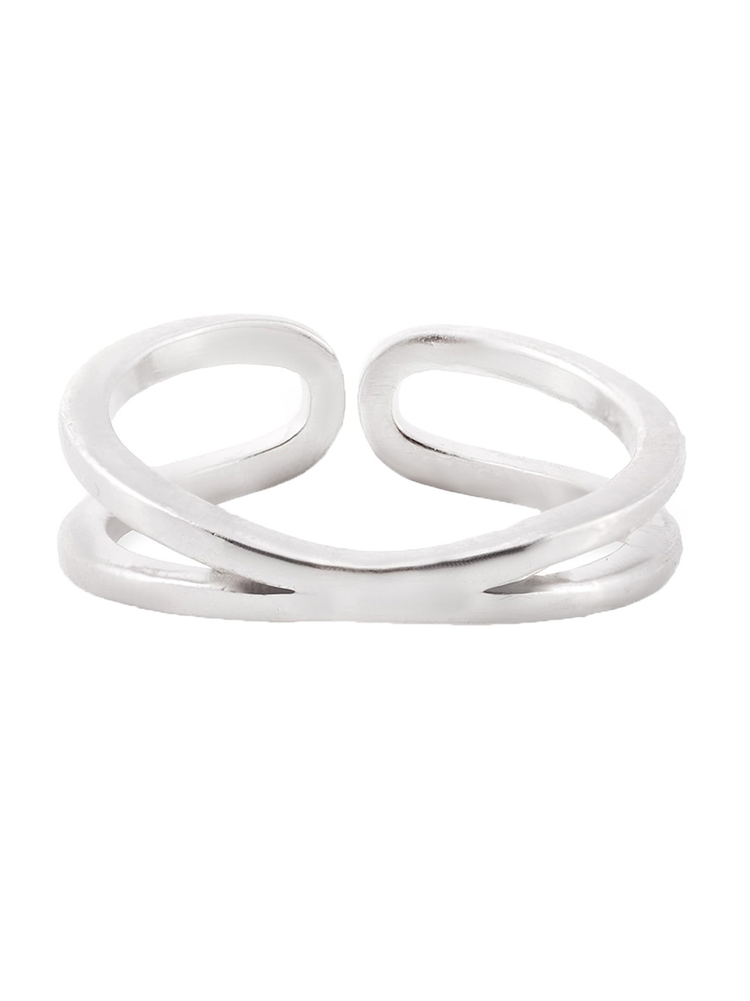 

AKSA Women Rhodium-Plated Cross Silver Adjustable Rings