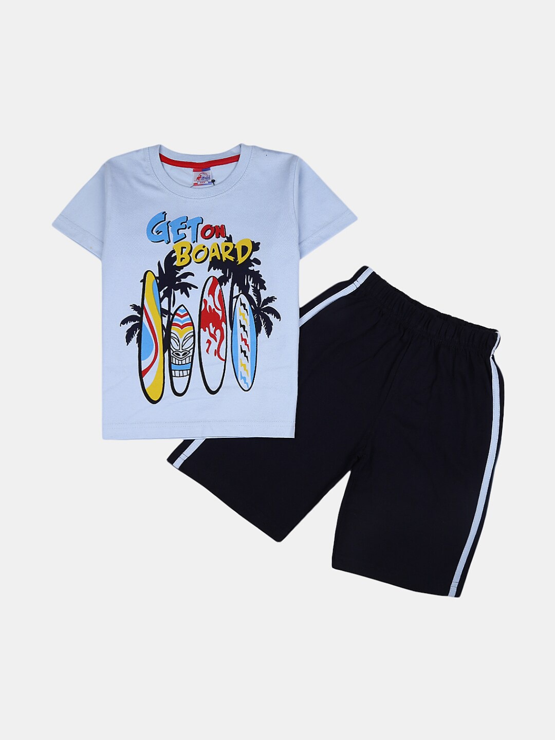 

V-Mart Boys Printed Cotton T-shirt with Shorts, Blue