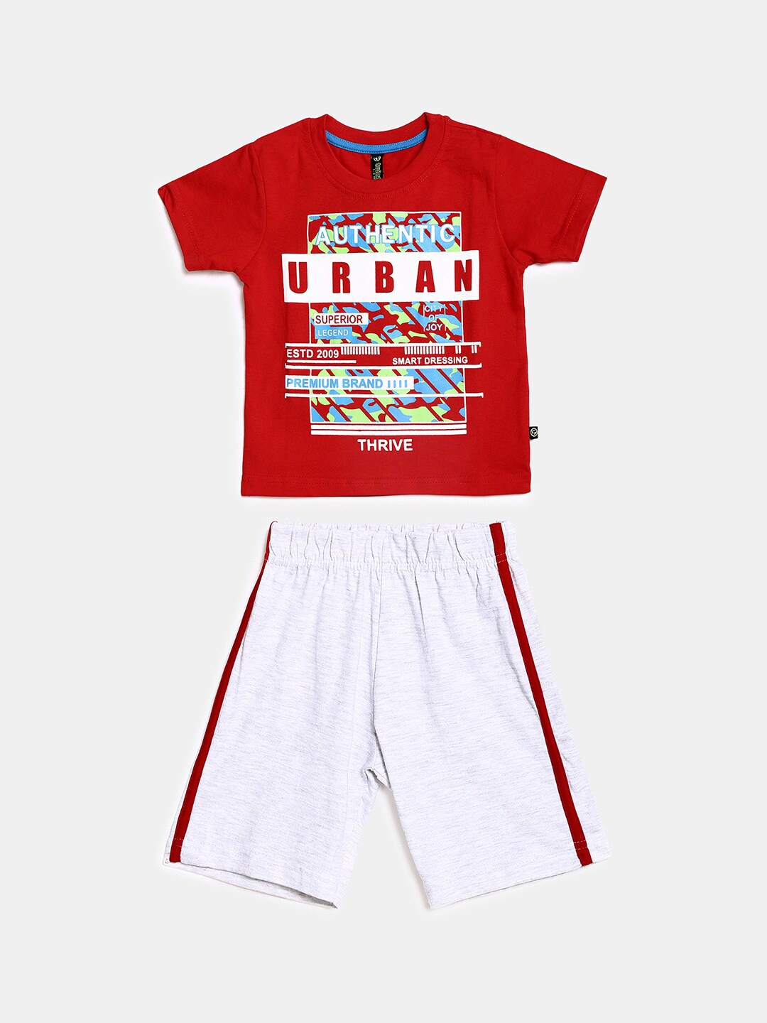 

V-Mart Boys Printed Pure Cotton Round Neck T-shirt with Shorts Clothing Set, Red