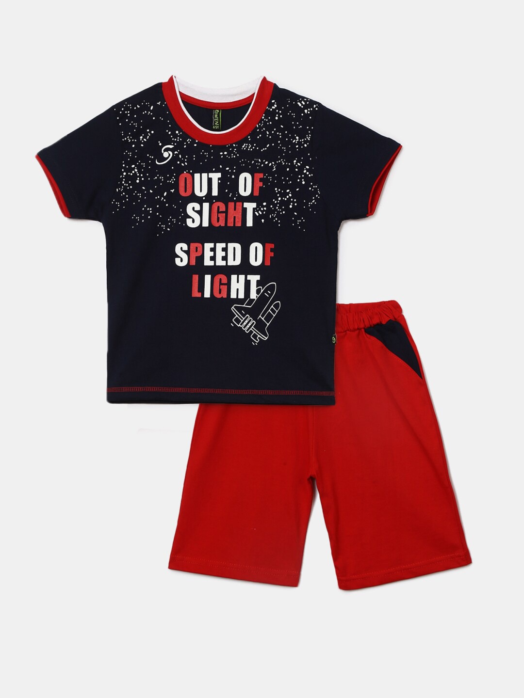 

V-Mart Kids Printed Pure Cotton T-shirt with Shorts, Blue