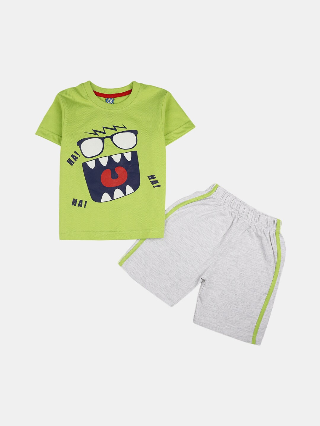 

V-Mart Boys Printed Pure Cotton Round Neck T-shirt with Shorts Clothing Set, Green