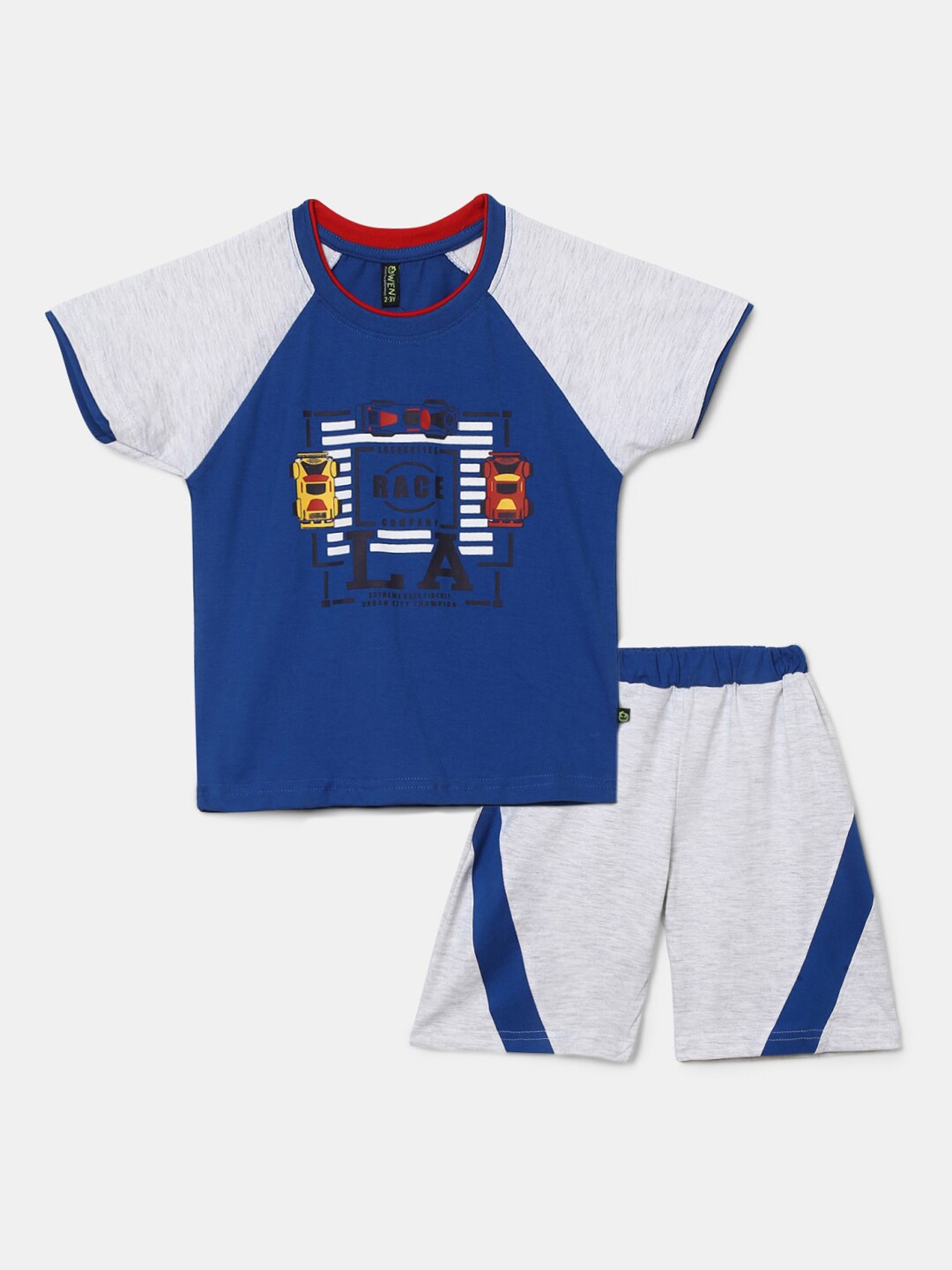 

V-Mart Boys Colourblocked Pure Cotton T-shirt with Shorts Clothing Set, Navy blue