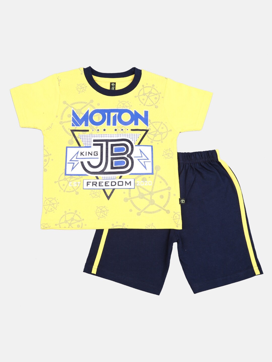 

V-Mart Boys Printed Pure Cotton Round Neck T-shirt with Shorts Clothing Set, Yellow