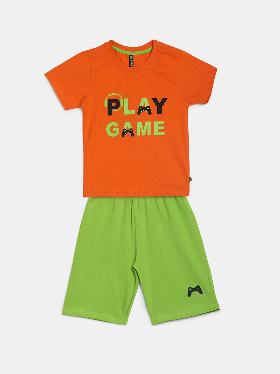 

V-Mart Boys Printed Pure Cotton Round Neck T-shirt with Shorts Clothing Set, Orange