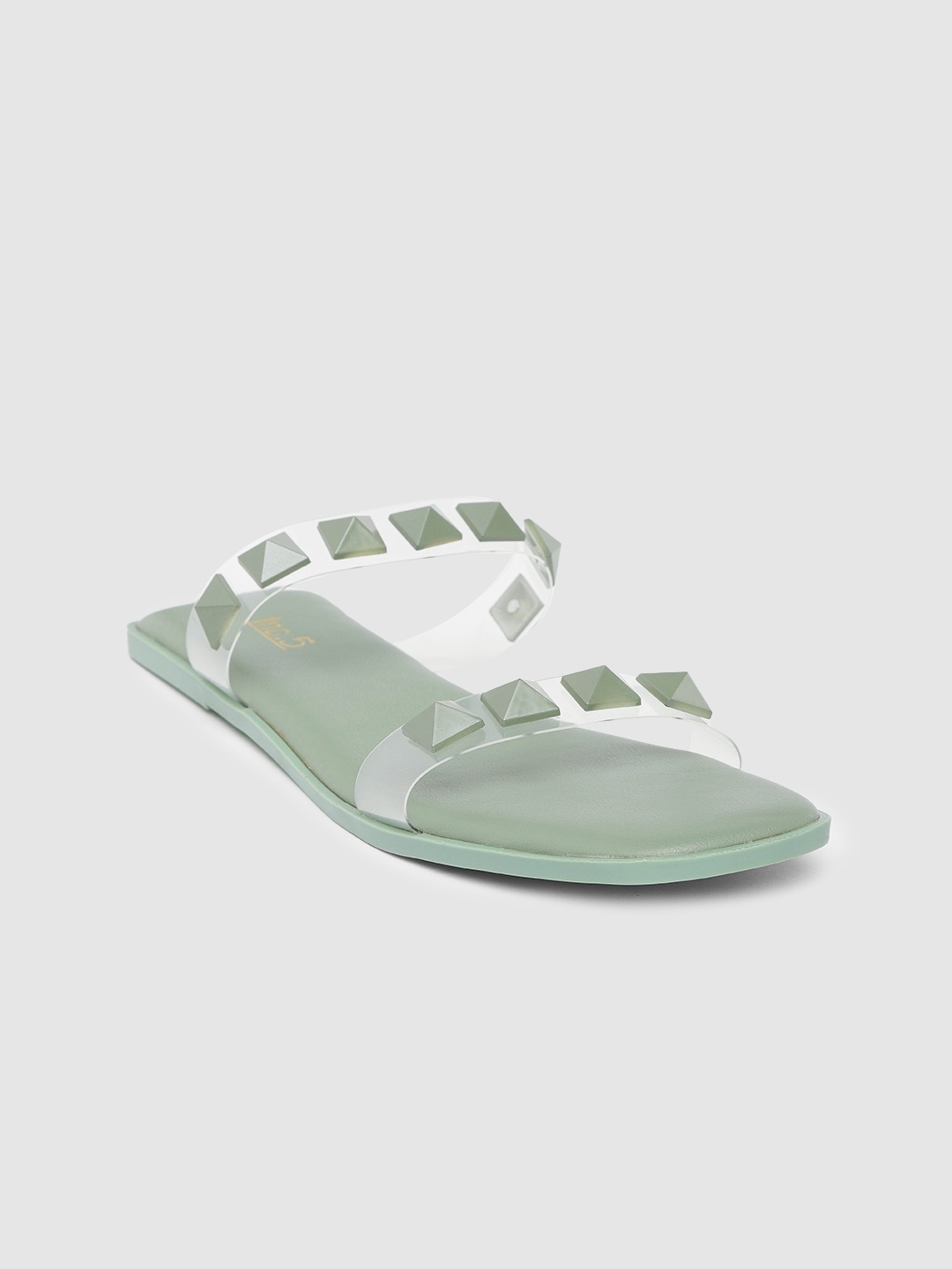 

Inc 5 Women Western Embellished Open Toe Flats, Green