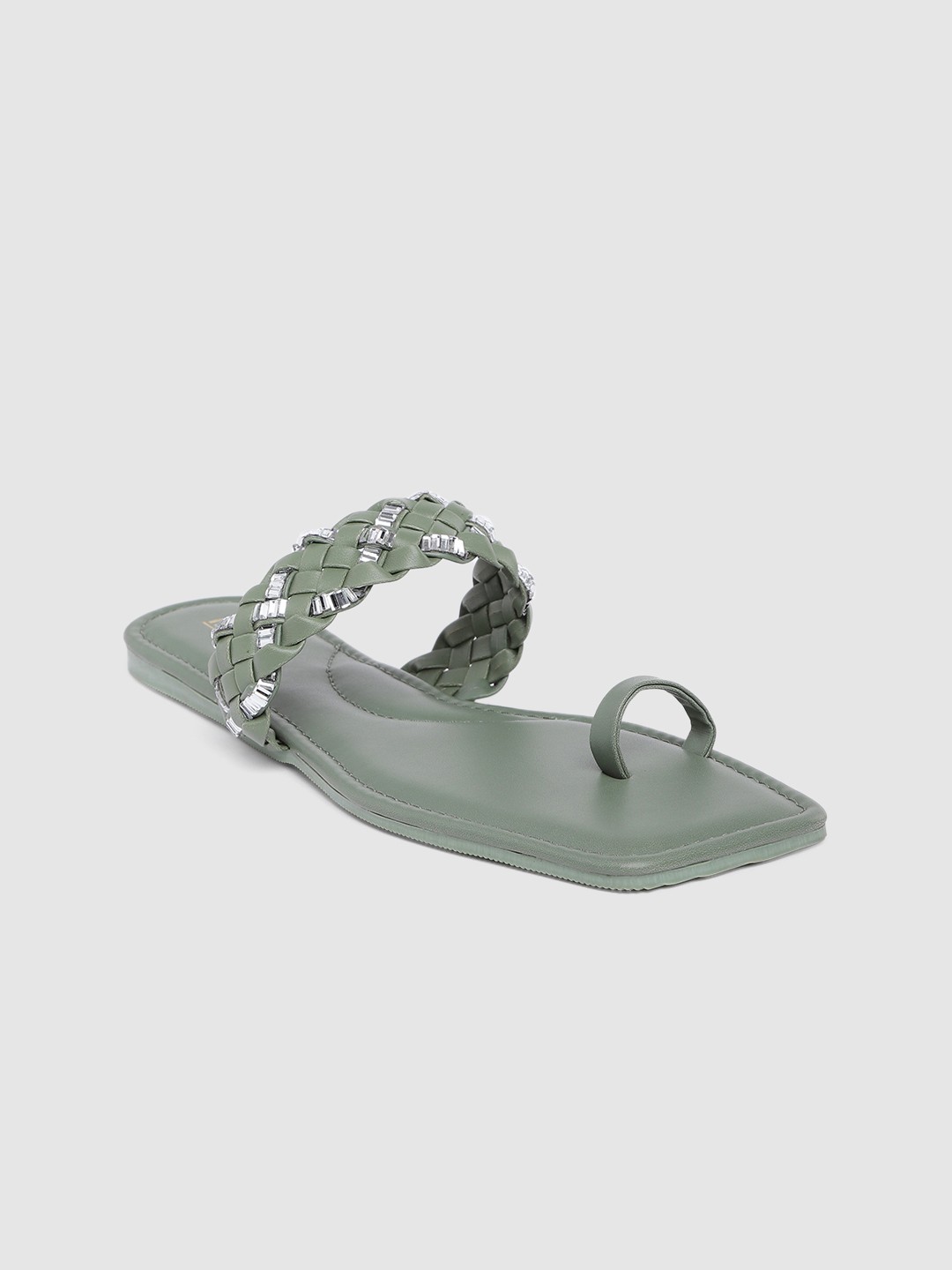 

Inc 5 Women Embellished One Toe Flats, Green