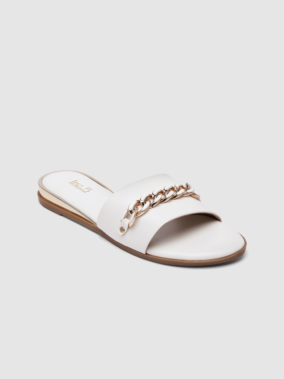 

Inc 5 Women Embellished Open Toe Flats, White