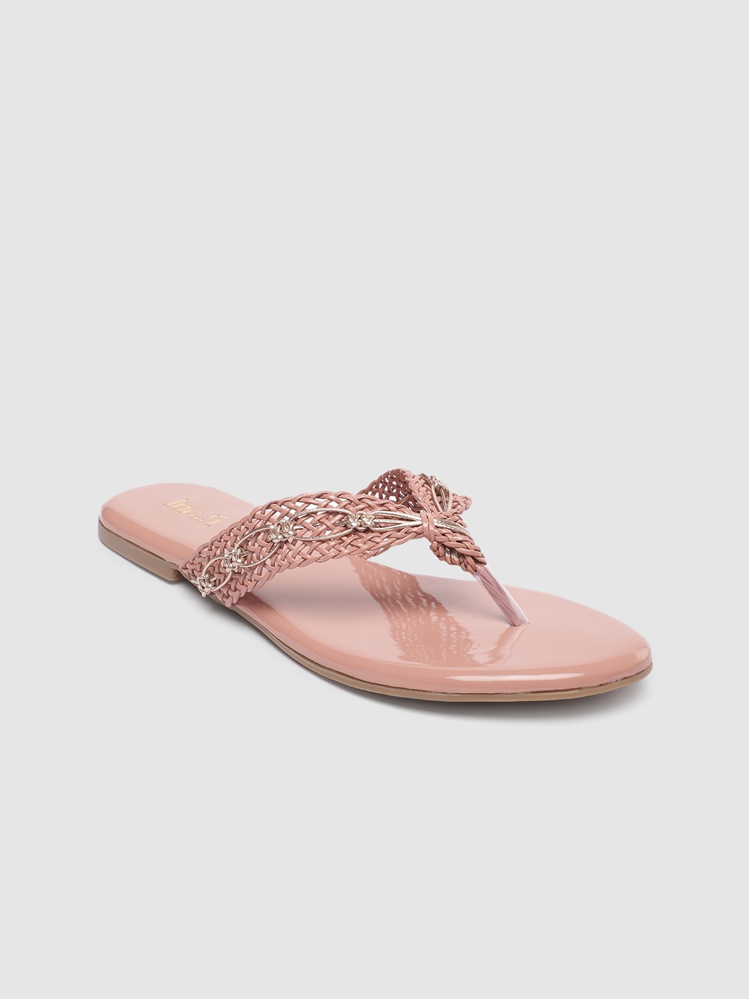 

Inc 5 Women Textured T-Strap Flats, Peach