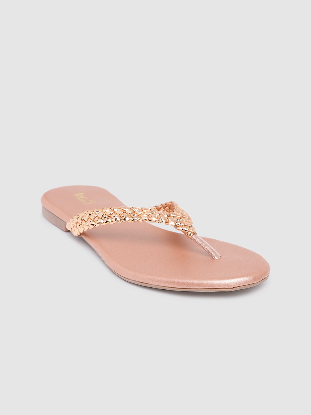 

Inc 5 Women Woven Design T-strap Flats, Rose gold