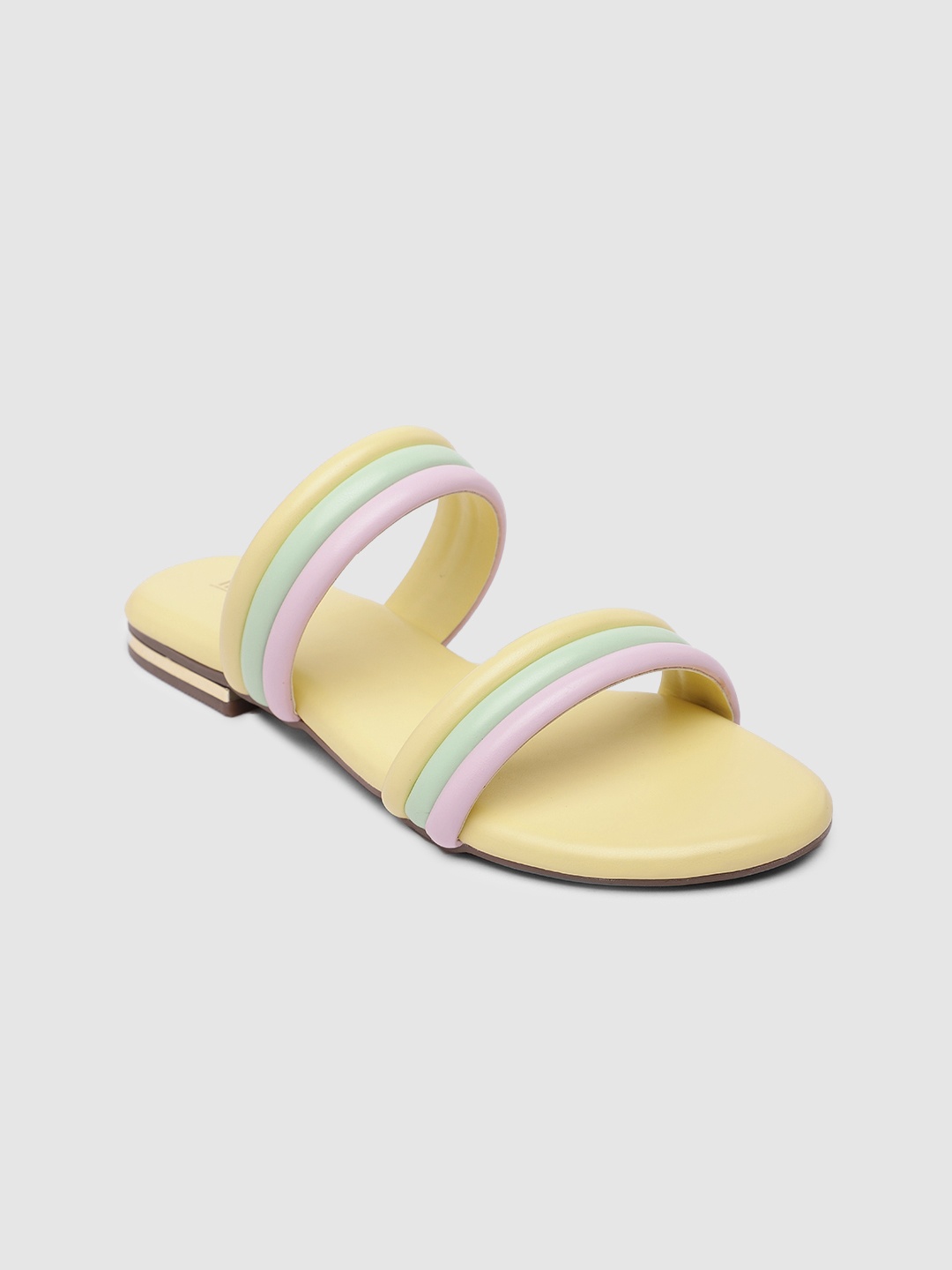 

Inc 5 Women Candy Striped Open Toe Flats, Yellow