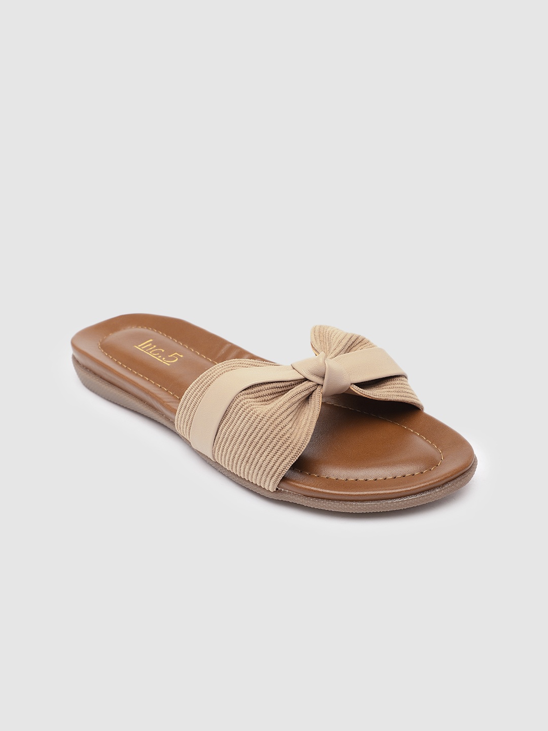 

Inc 5 Women Textured Bow-Knot Open Toe Flats, Beige