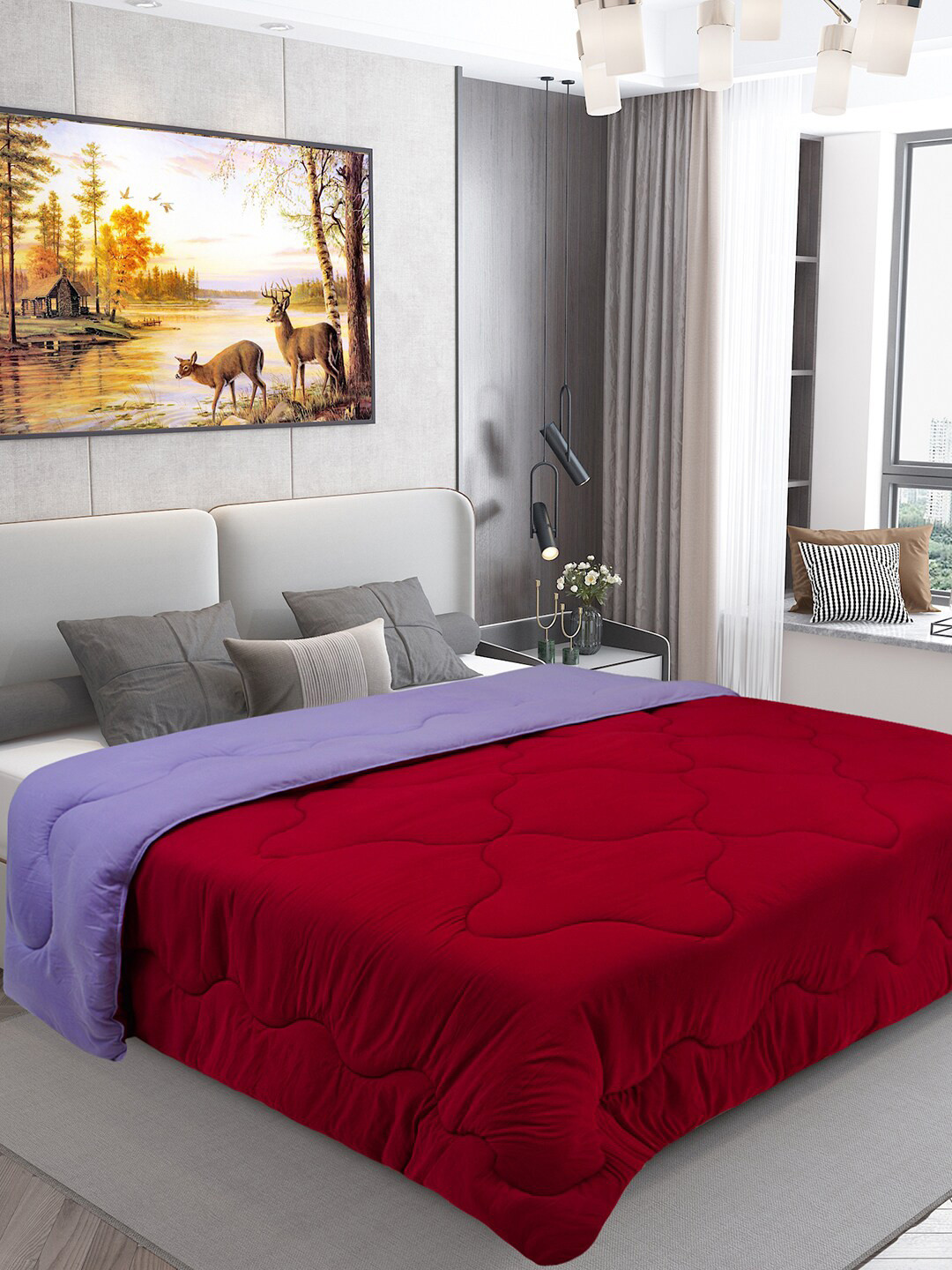 

DREAM CARE Purple & Maroon Microfiber Reversible AC Room 450 GSM Single Bed Comforter